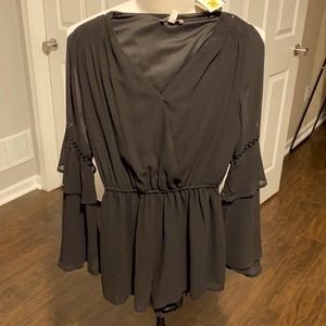 Black, long sleeve romper